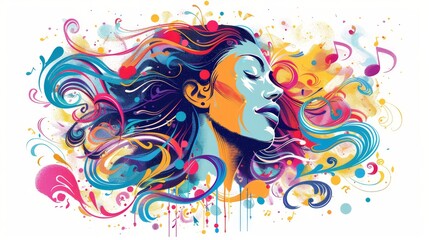 Abstract color swirls on decorative background design. Swirling colors in the concept of a woman