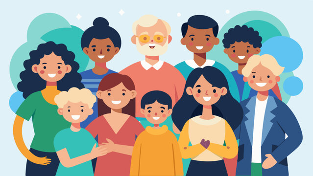 A display of community spirit and unity as people of all ages and backgrounds come together for a common cause.. Vector illustration