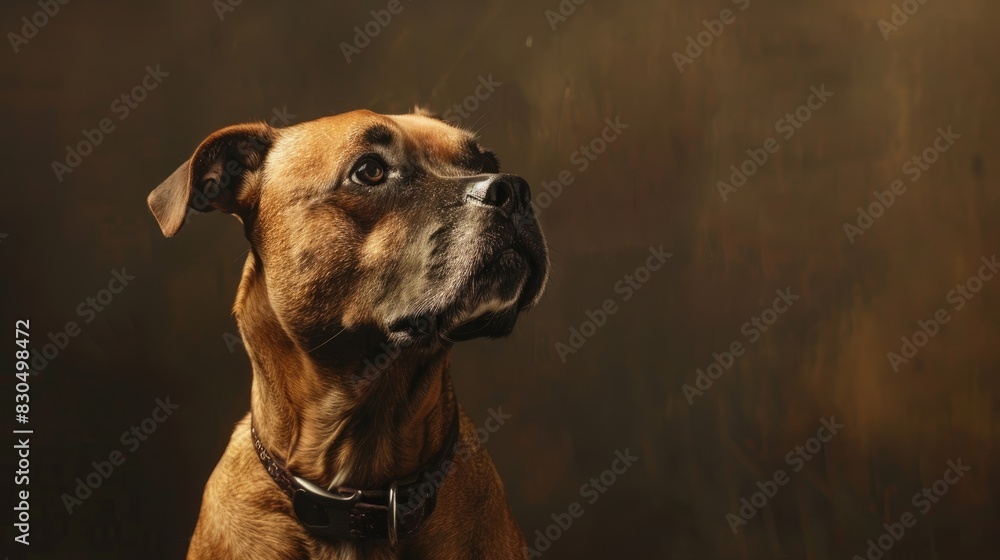 Poster a charming canine in a studio setting against a plain backdrop