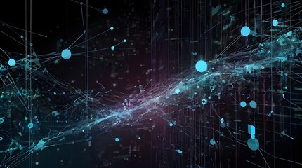 Fototapeta premium Digital abstract backdround for technological operations, neural networks, AI, data transmission and encryption, digital archives, audio and visual representations, scientific research. Copy space