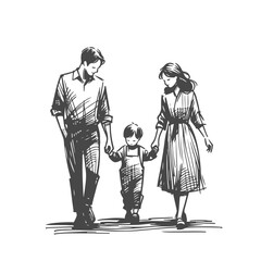 Traditional family. mom, dad and child. vector illustration on white background