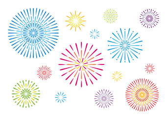 カラフルな打ち上げ花火の素材