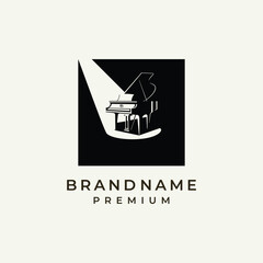 Grand piano symbol or logo. Music concept vector illustration