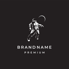 Fototapeta premium floating explorer space astronaut mascot logo icon vector template on dark background