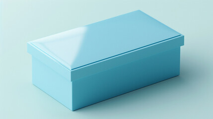 Naklejka premium Airy cerulean rectangular blank box paired with a light sky blue lid.