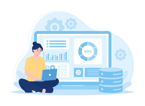 Online service or website business platform concept flat illustration