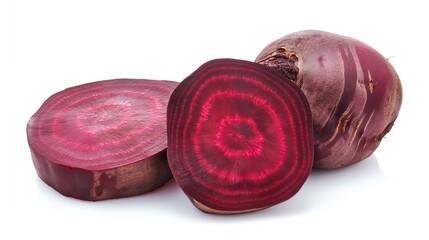 Purple beetroot sliced isolated on white background