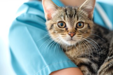 Cat in a veterinary clinic. A kind doctor treats an animal.