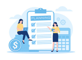 Profit and loss report  company financial report in a business plan concept flat illustration