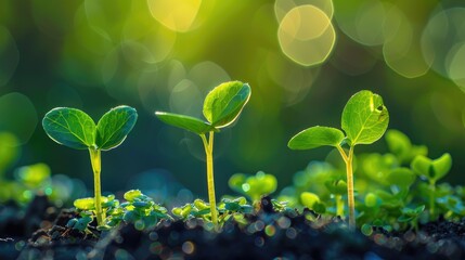 Photography of small plants up close with a bright background