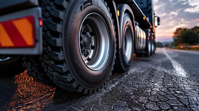 two tires from a big truck as a close up shot