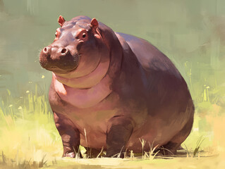 Portrait of a Hippopotamus in Natural Habitat