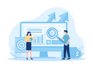 Business improvement analysis concept flat illustration