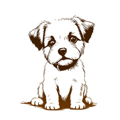 Cute puppy. favorite pet. flat vector illustration on white background