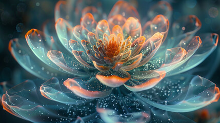 A flower with a yellow center and blue petals