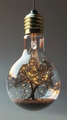 Tree inner bulb with light for electricity idea technology concept