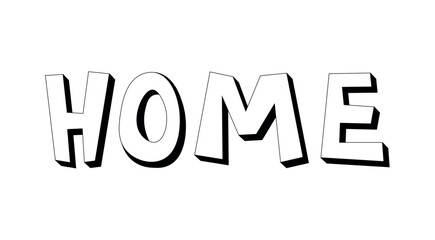 Vector illustration of house lettering. Lettering house. Decorative panel with the inscription house for facade design and printing.