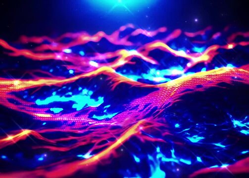 luxury 4K Sound wave Abstract motion glowing blue waves with neon dots Data visualization dynamic 3D animation motion