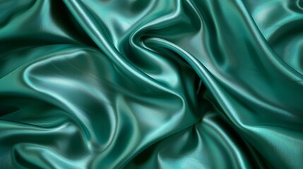 Obraz premium A close-up of a green fabric with numerous folds at the top and a subtle, wavy pattern at the bottom
