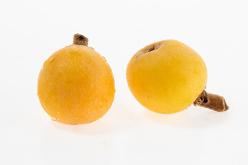 White jade loquat on white background in Suzhou, Jiangsu Province, China