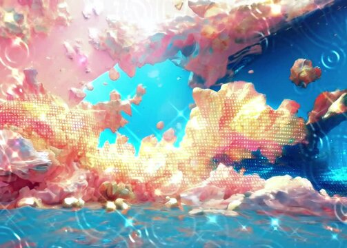 luxury Abstract tender pastel coral and teal pink gold vibrant gradient colors 3D Animation motion