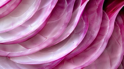  The petals of a pink flower are arranged closely around its center in this close-up view