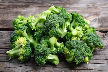 Fresh broccoli on wooden background