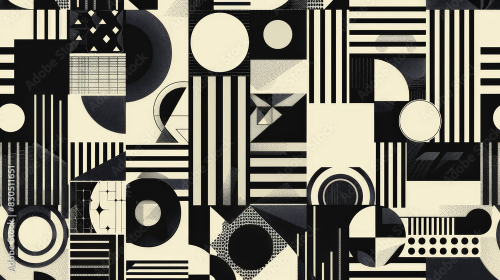 Poster a seamless pattern of geometric shapes and lines
