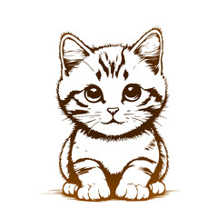Cute kitten. favorite pet. flat vector illustration on white background