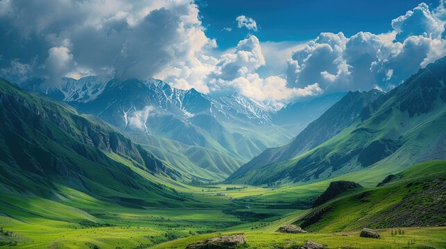 Scenic sight of mountains and valleys
