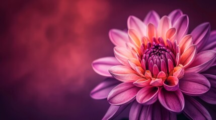  A close-up of a purple flower with a pink center on a purple background The flower's center is dominated by a red blossom