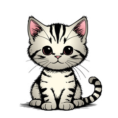 Cute kitten. favorite pet. flat vector illustration on white background