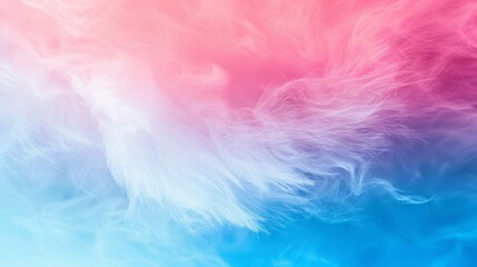 A bird's tail, blurrily depicted, hovers above a blue, pink, and white background