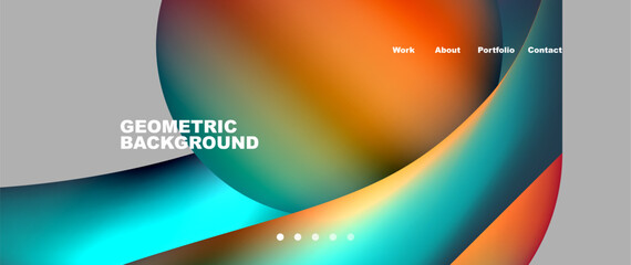 Web page design with geometric elements - circle and wave. Techno art concept. Vector Illustration For Wallpaper, Banner, Background, Card, Book Illustration, landing page