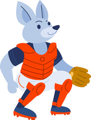 Cute kangaroo playing with Baseball cartoon vector icon illustration. Animal Mascot concept illustration. Flat cartoon style