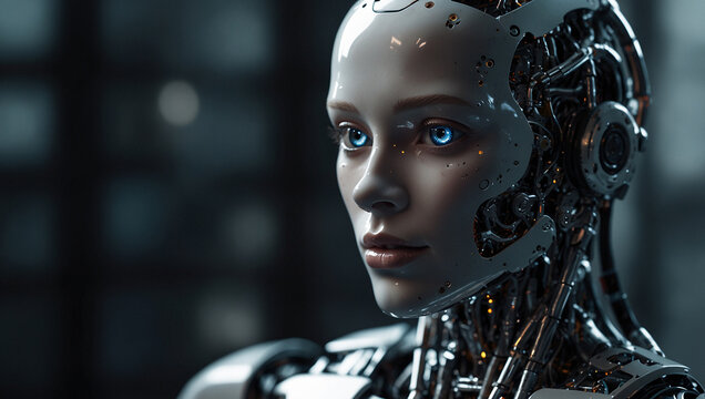 Ai humanoid robot, artificial intelligence or machine learning concepts. globalization and technology development.