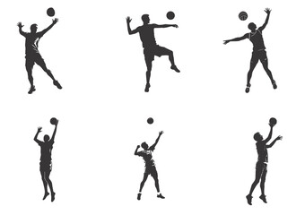 Silhouette of people playing volleyball