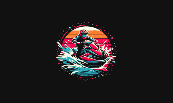 man playing jet ski vector illustration flat design