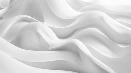 Obraz premium Clean and smooth wave-like forms in white create a seamless blend with a pristine background.