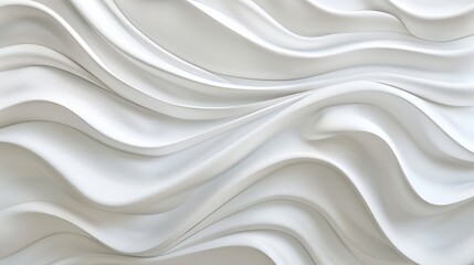 Obraz premium Clean and smooth wave-like forms in white create a seamless blend with a pristine background.