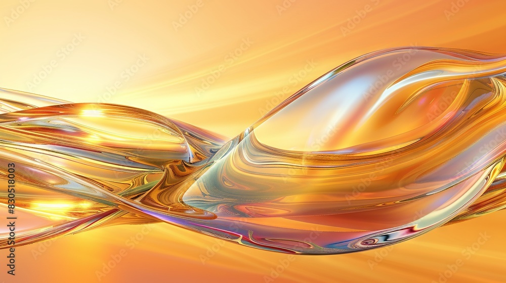 Poster a yellow-orange background swirls in the center of this computer-generated image, with the bottom ha