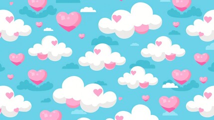   Heart-shaped clouds on a blue sky with a heart-shaped cloud