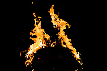 fire on black, fire that burns at night