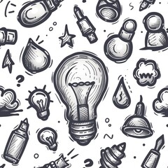 hand drawn light bulb idea business doodles elements