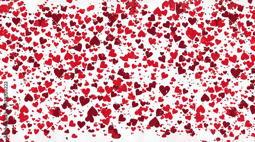 Poster a heart-shaped rectangle on a white sheet of paper with a red background