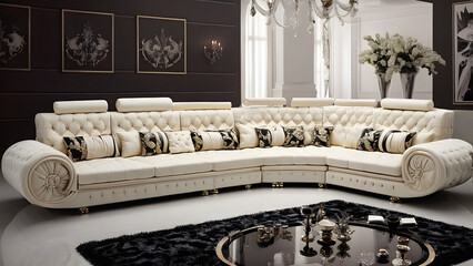 classic sofa design, fancy and unique sofa design, ai generated