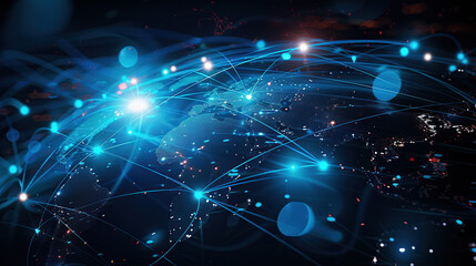 digital connection, global network, communication technology, digital earth, technology, black and blue