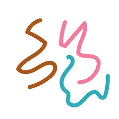 Obraz premium Brown pink blue squiggly lines vector 
