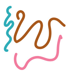 Brown pink blue squiggly lines vector 
