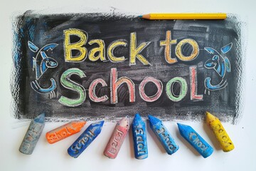 Back to School background write with chalk and pencils